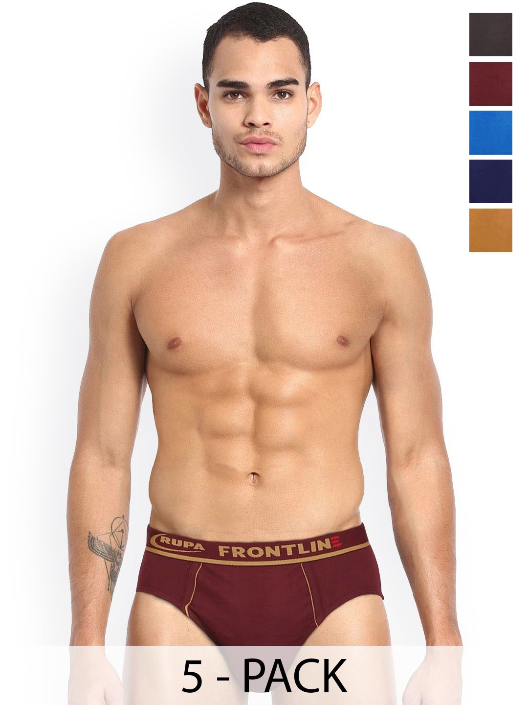 

Rupa Pack Of 5 Assorted Pure Cotton Basic Briefs - Frontline-Expando-Plain-5--80