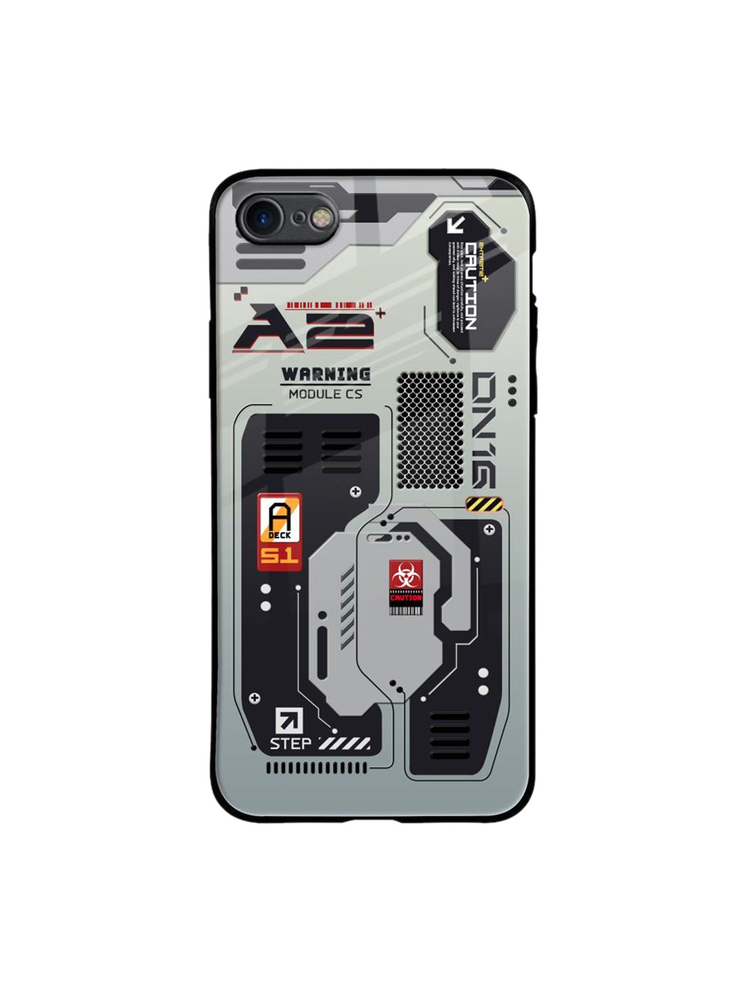 

QRIOH Techno Vibes Printed iPhone 7 Back Case, Grey