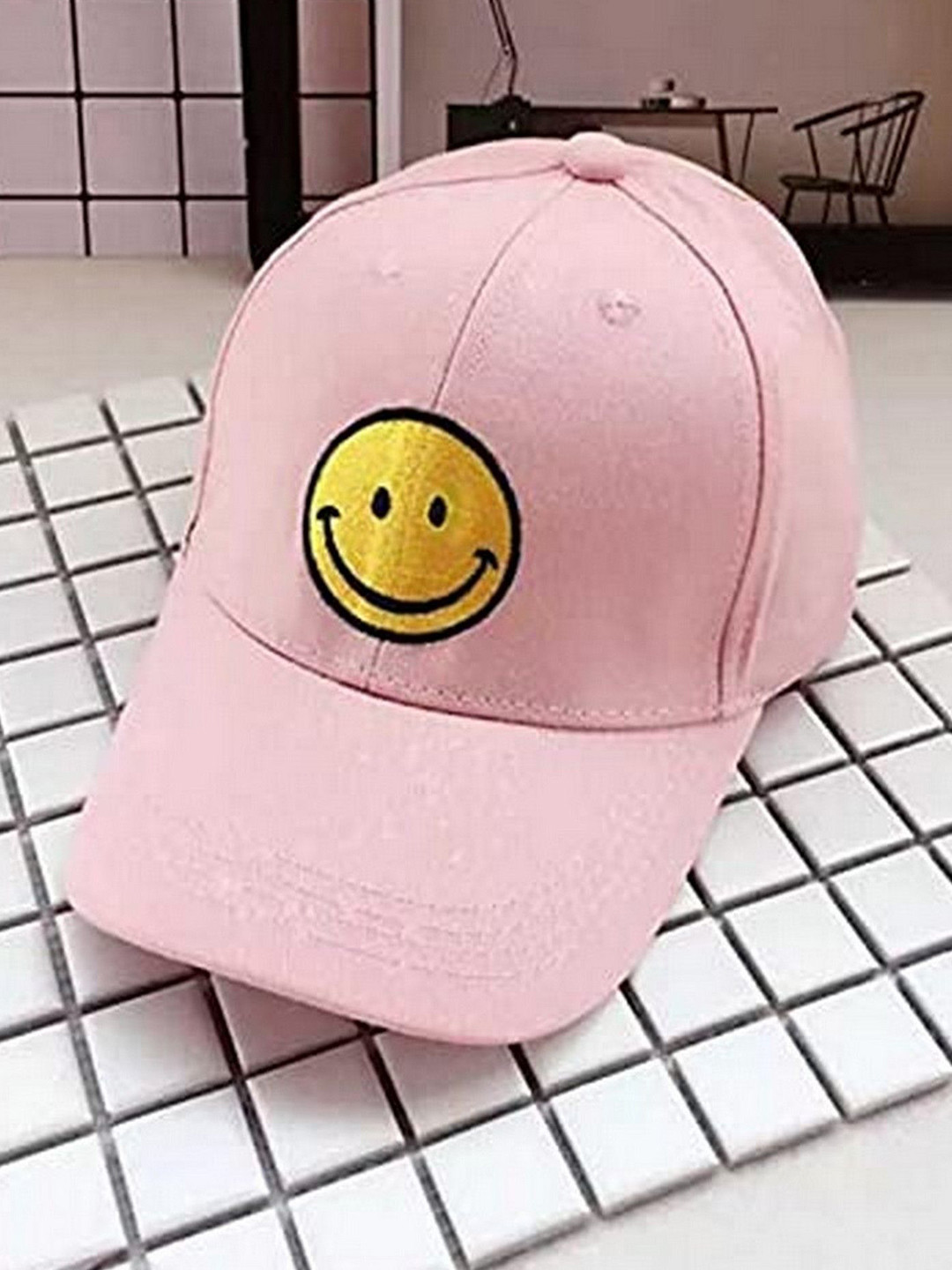 

Infispace Men Embroidered Pure Cotton Smiley Summer Cap, Pink
