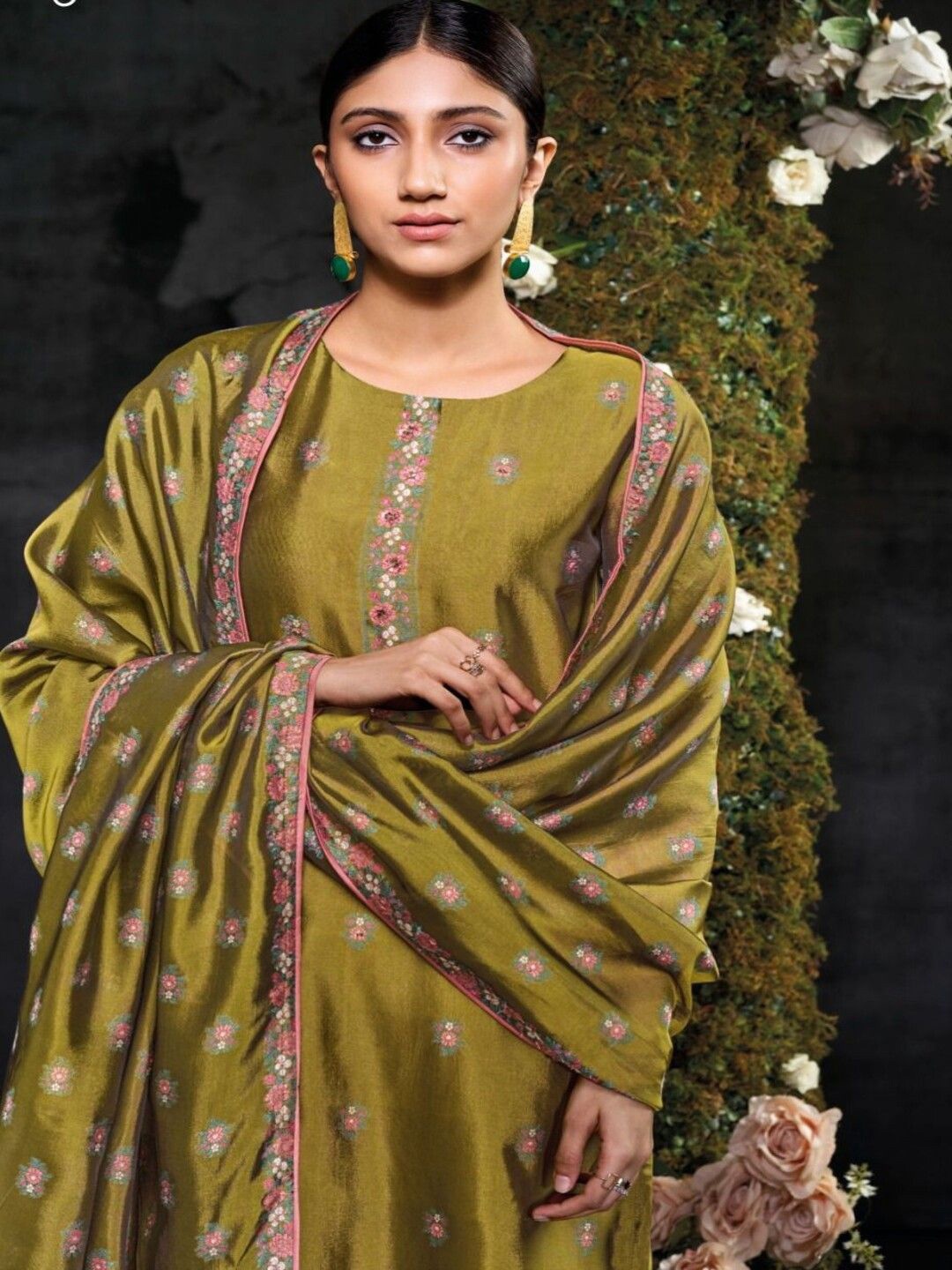 

KANHA TEXTILES Woven Design Pure Silk Unstitched Dress Material, Sea green