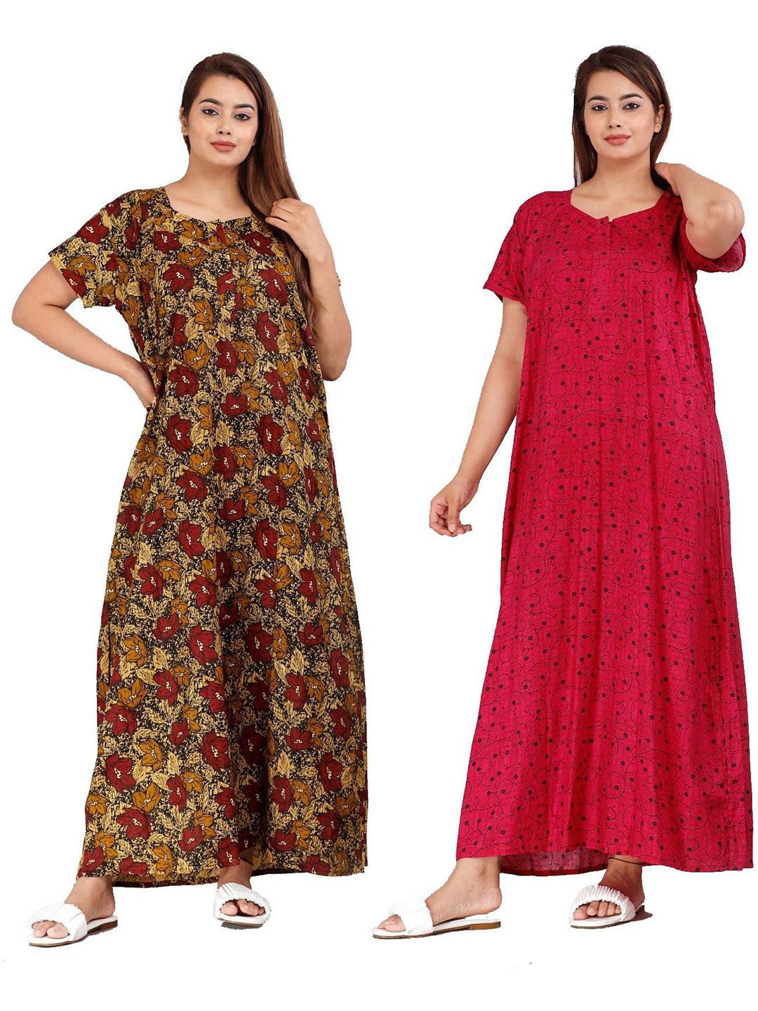 

PR PINK ROYAL Printed Maxi Nightdress, Brown