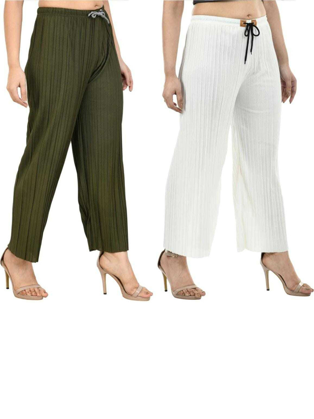 

Purser Women Pack Of 2 Original Regular Fit Mid-Rise Trousers, Olive