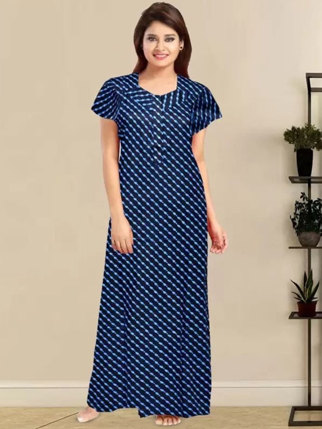 

PR PINK ROYAL Printed Maxi Nightdress, Blue
