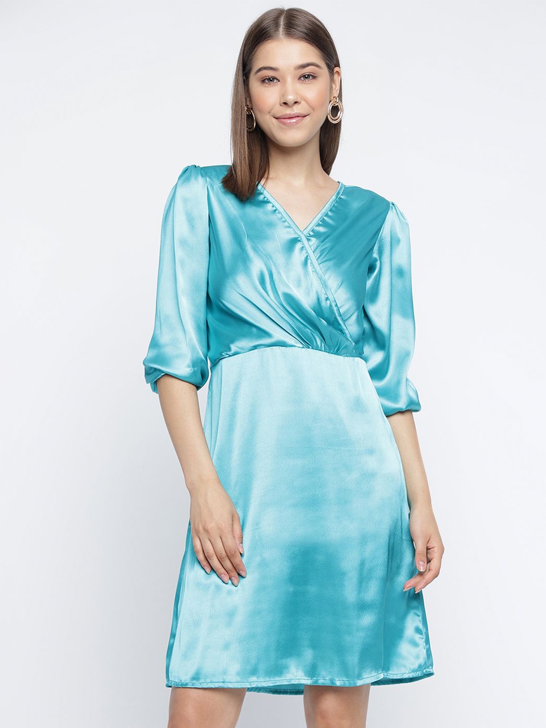 

DressBerry Satin Wrap Dress, Blue