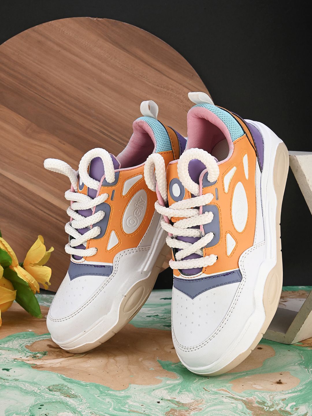 

Peelu Women Colourblocked Lace-Ups Sneakers, White