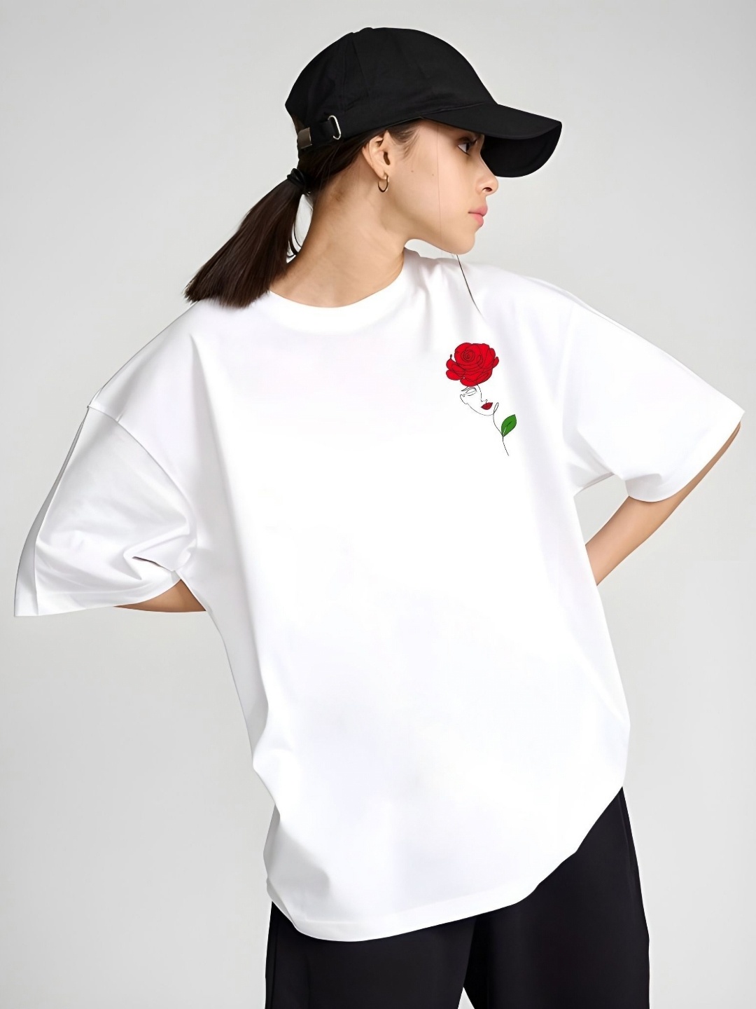 

DressBerry Women Graphic Printed Round Neck Cotton Relaxed Fit T-shirt, White