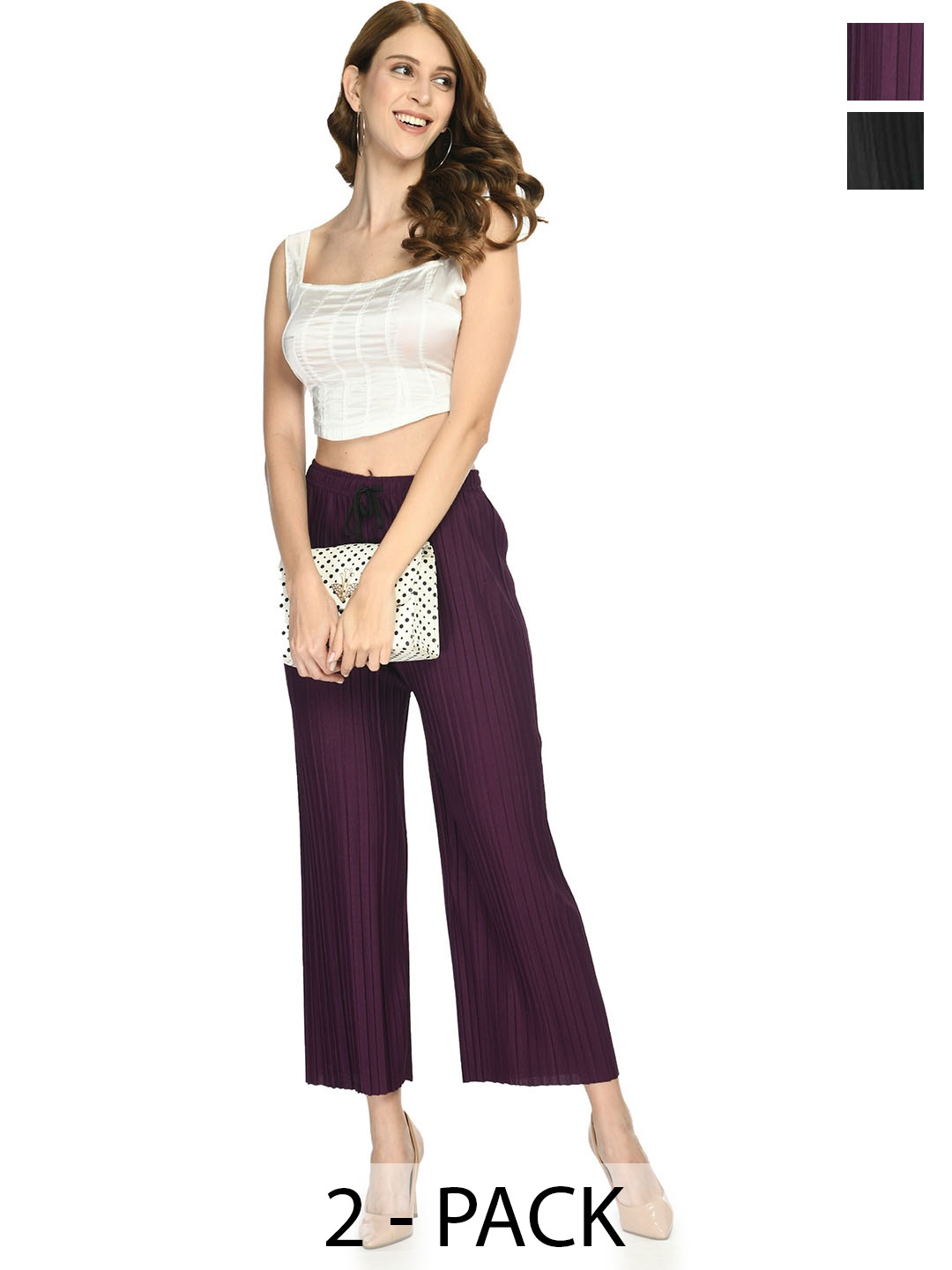 

Purser Women Pack Of 2 Original Culottes Trousers, Black