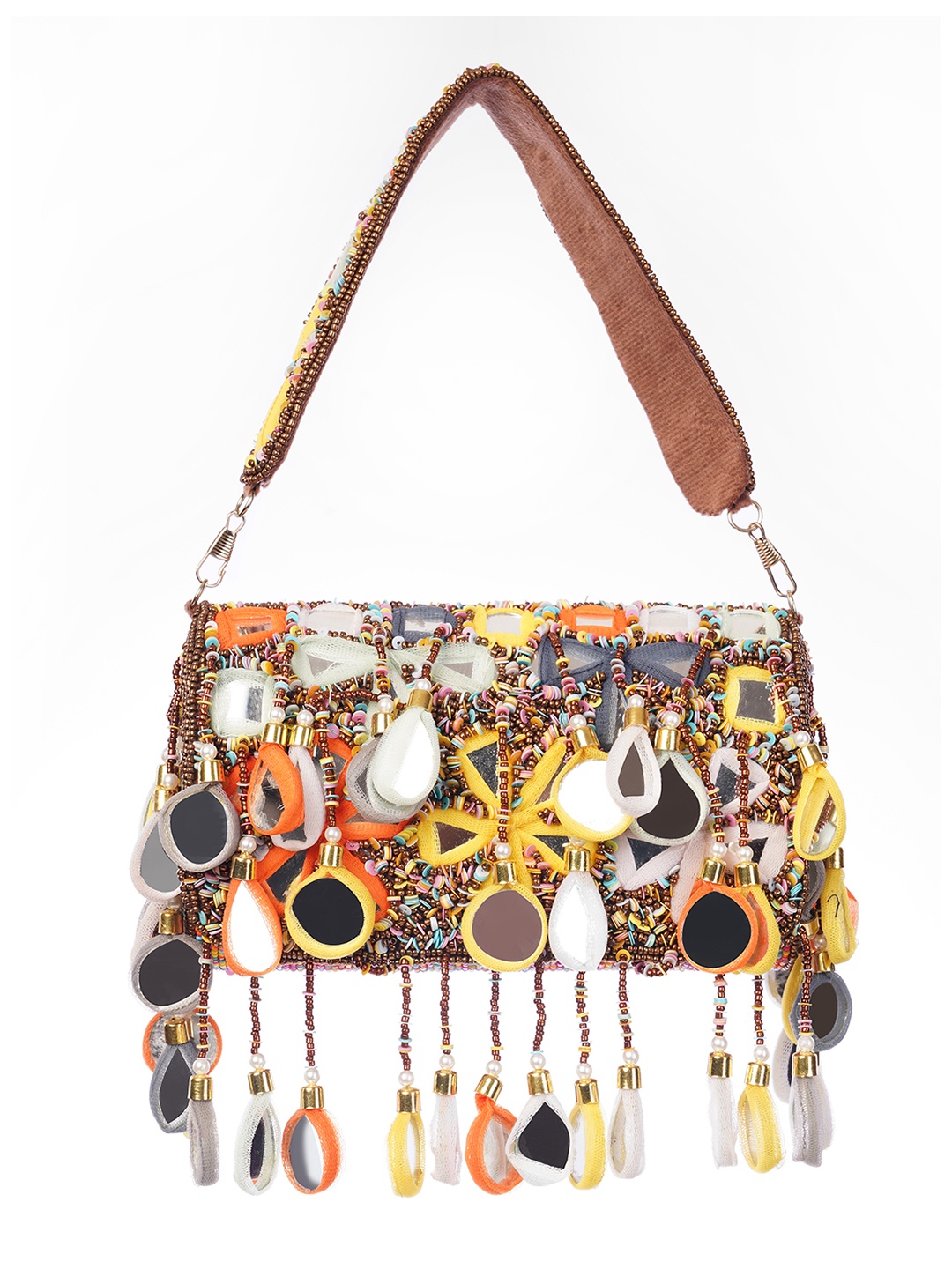 

IBRA HANDICRAFTS Women Mirror Embellished Miniature Handheld Bag, Copper