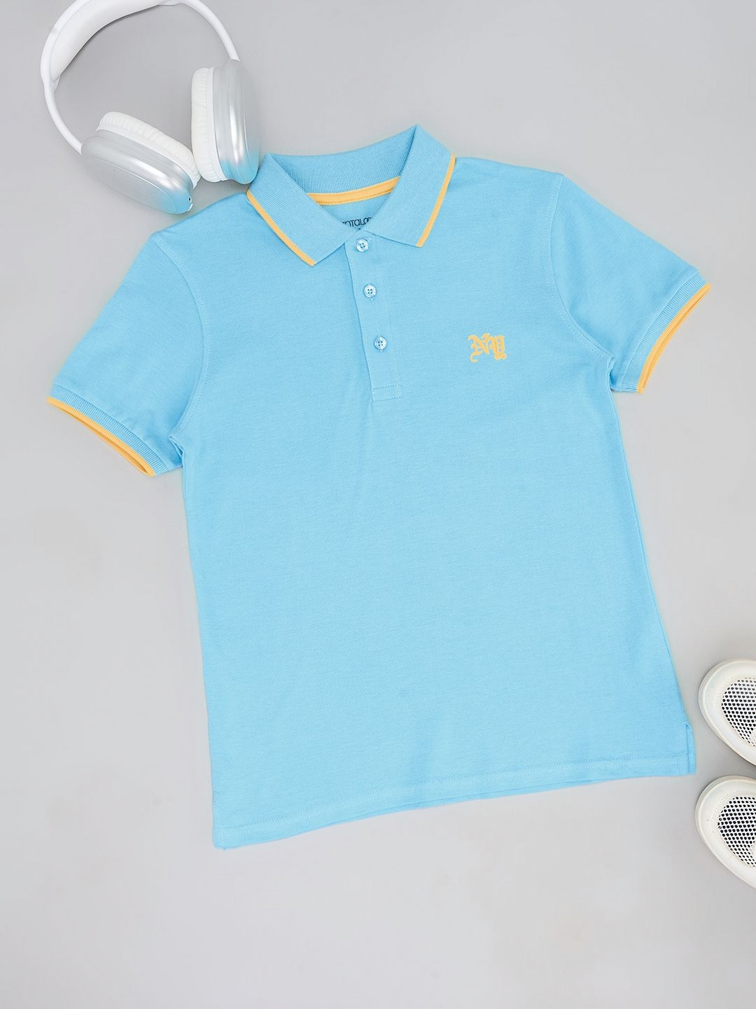 

Pantaloons Junior Boys Solid Polo Collar Cotton T-shirt, Blue