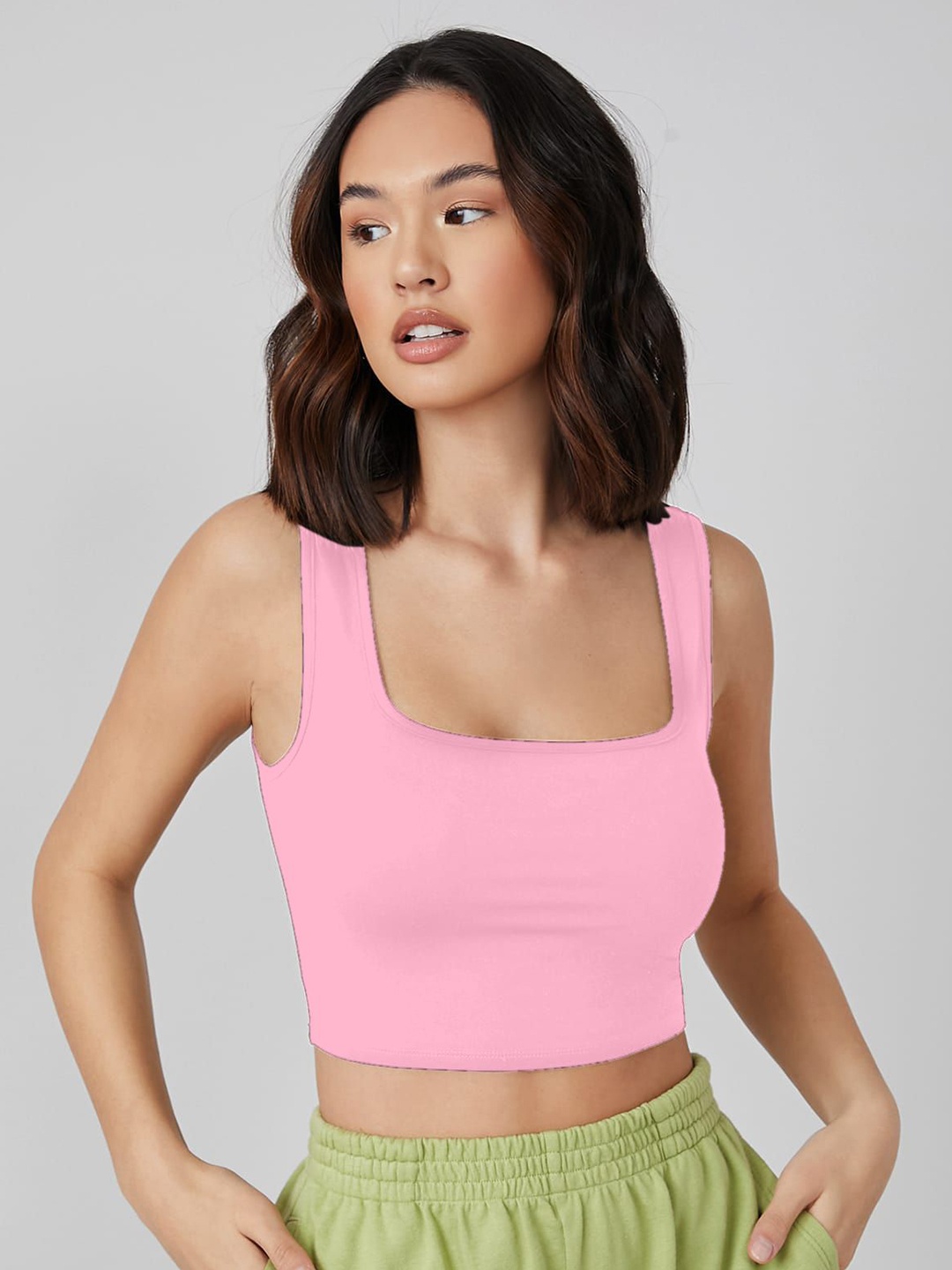 

AAHWAN Women Cotton Crop Top, Na