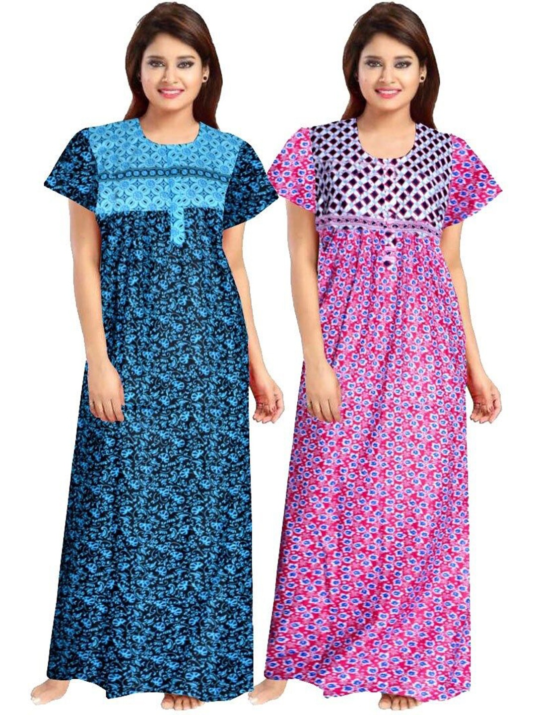 

PR PINK ROYAL Printed Maxi Nightdress, Blue