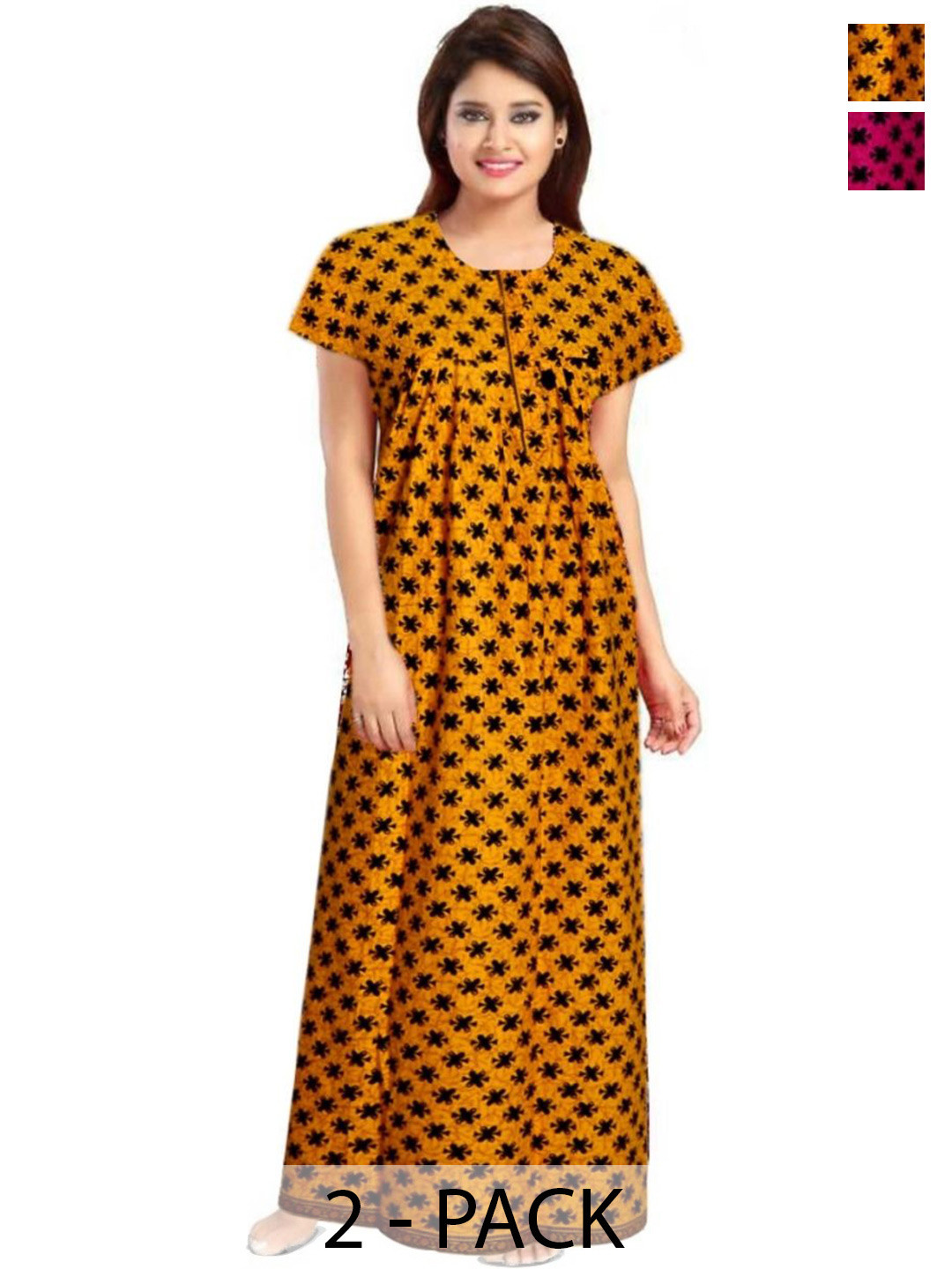 

PR PINK ROYAL Printed Maxi Nightdress, Yellow