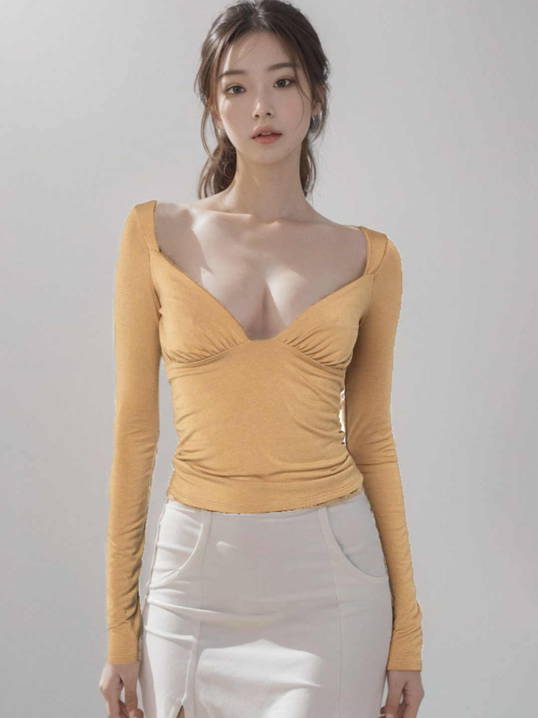

StyleCast Women Solid Sweetheart Neck Top, Orange