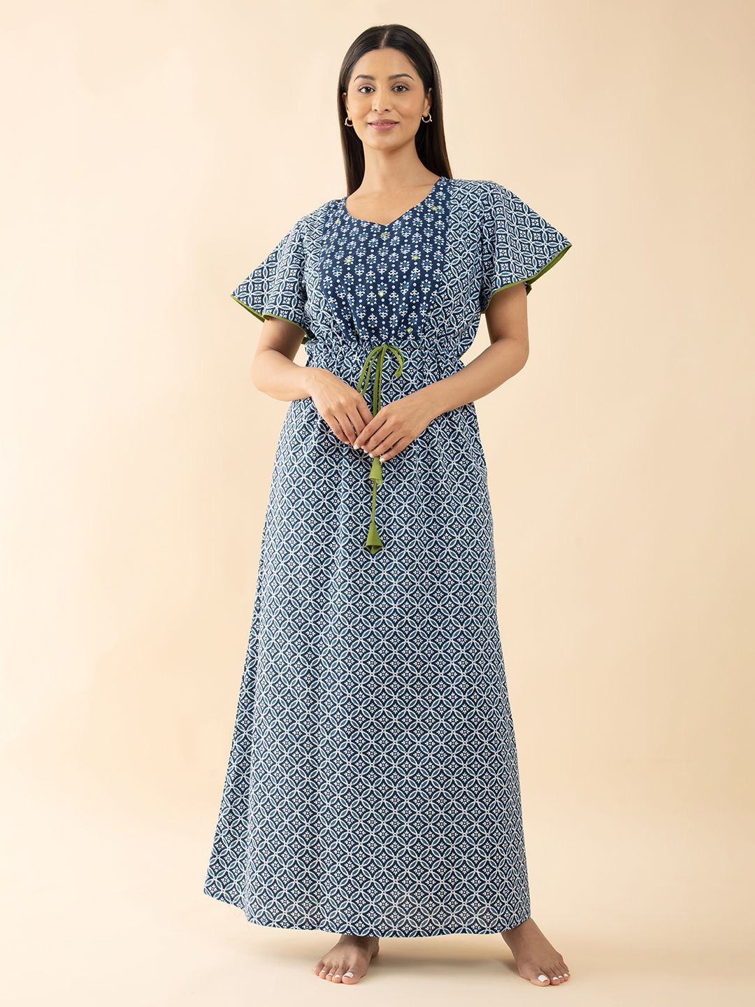 

Maybell Printed Maxi Nightdress, Blue