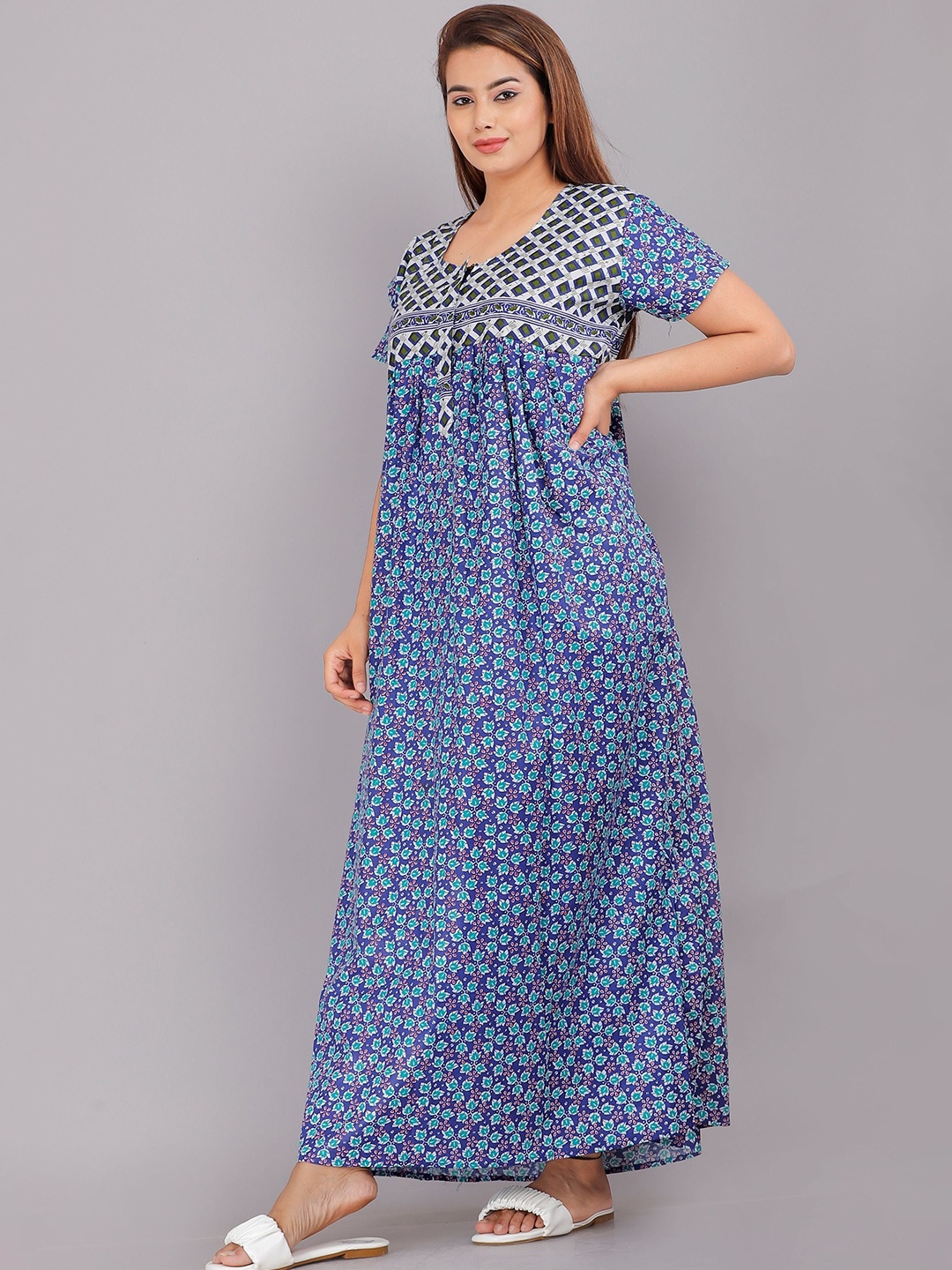 

PR PINK ROYAL Printed Maxi Nightdress, Blue