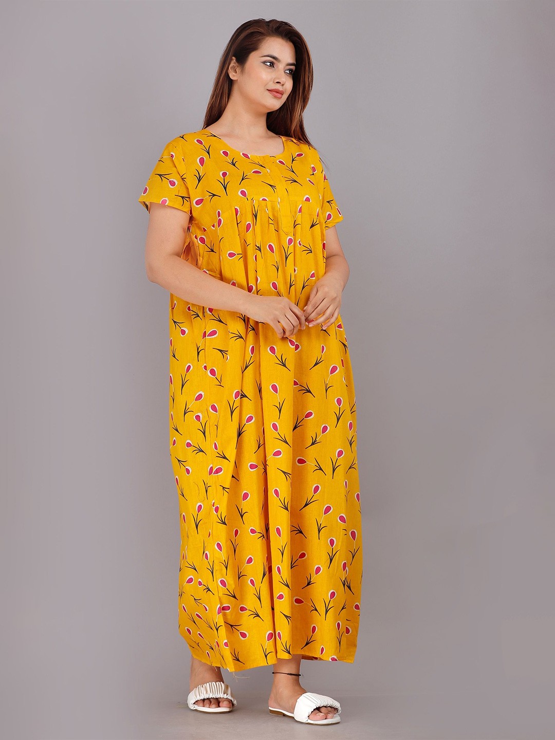 

PR PINK ROYAL Printed Maxi Nightdress, Yellow