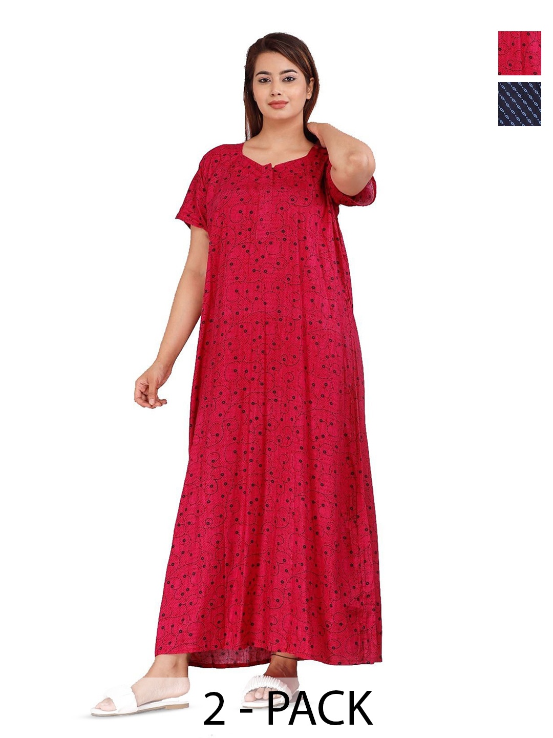

PR PINK ROYAL Printed Maxi Nightdress