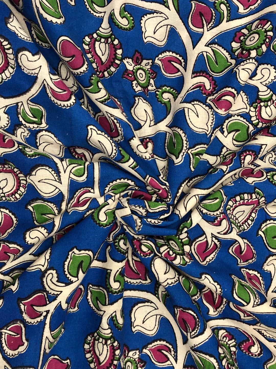 

PALASH Floral Printed Pure Cotton Unstitched Dress Material, Blue