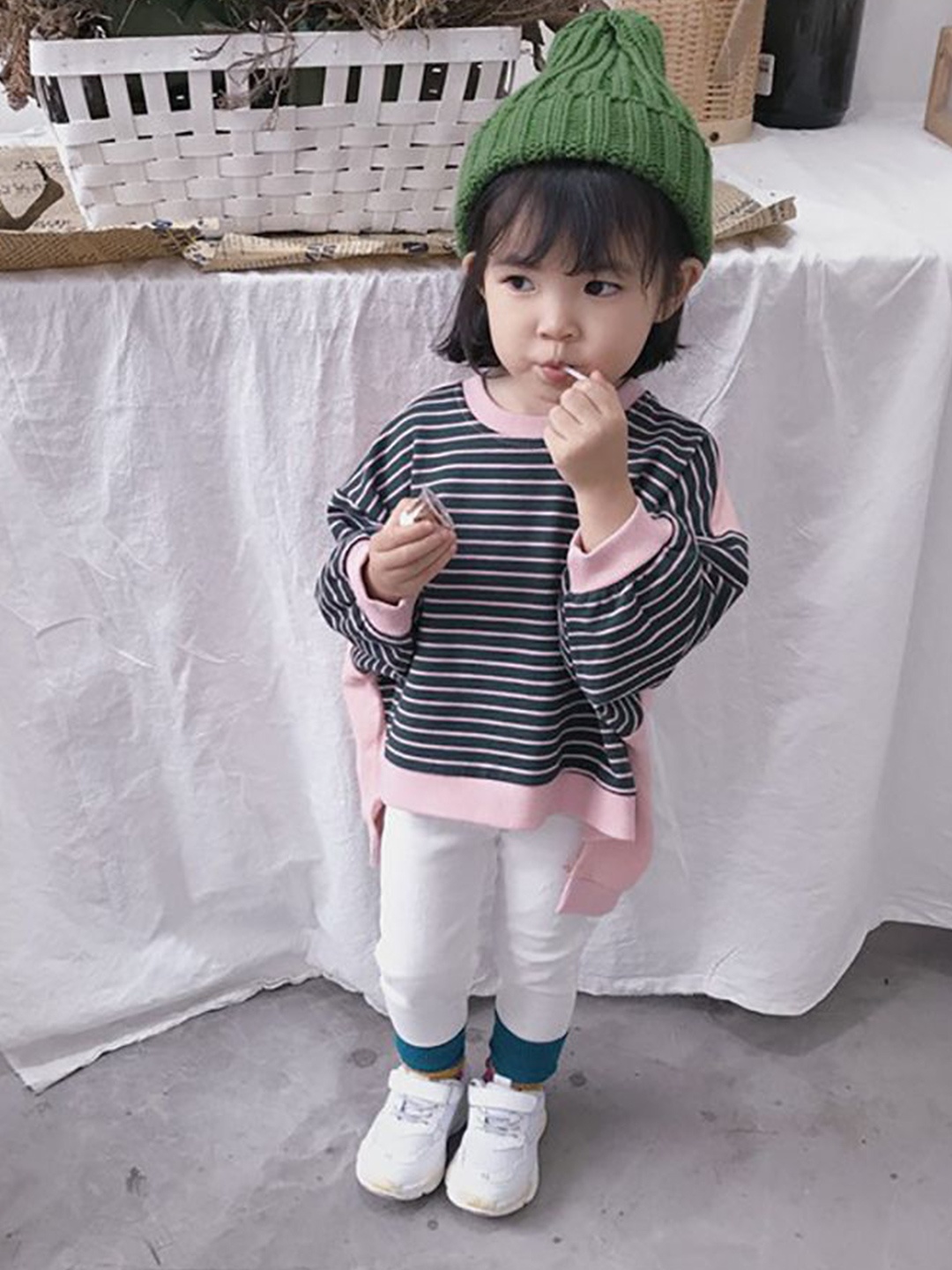 

StyleCast x Revolte Girls Striped Cotton Sweatshirt, Black