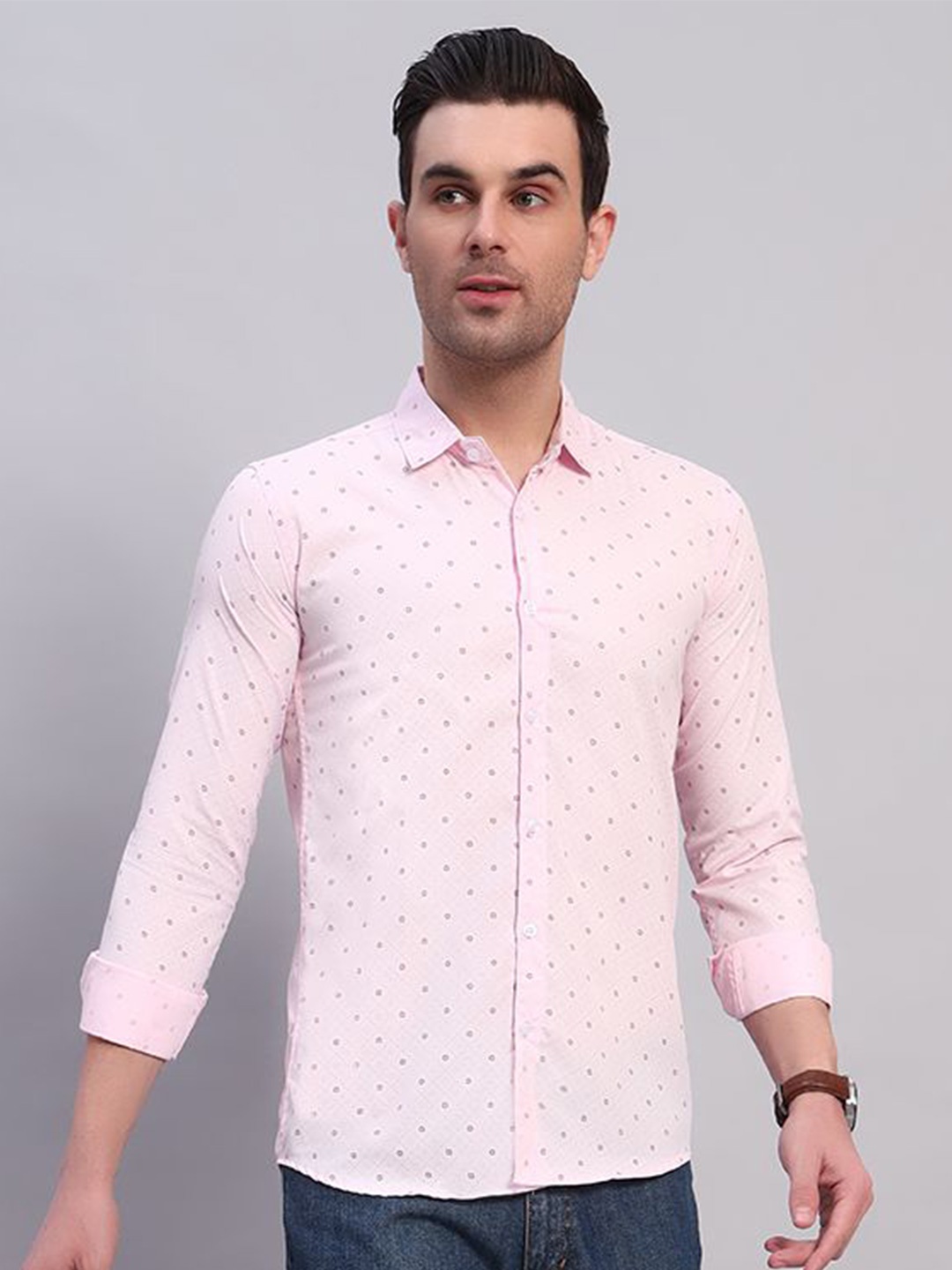 

YOUTH FIRST Men Premium Fit Spread Collar Floral Printed Casual Shirt, Pink