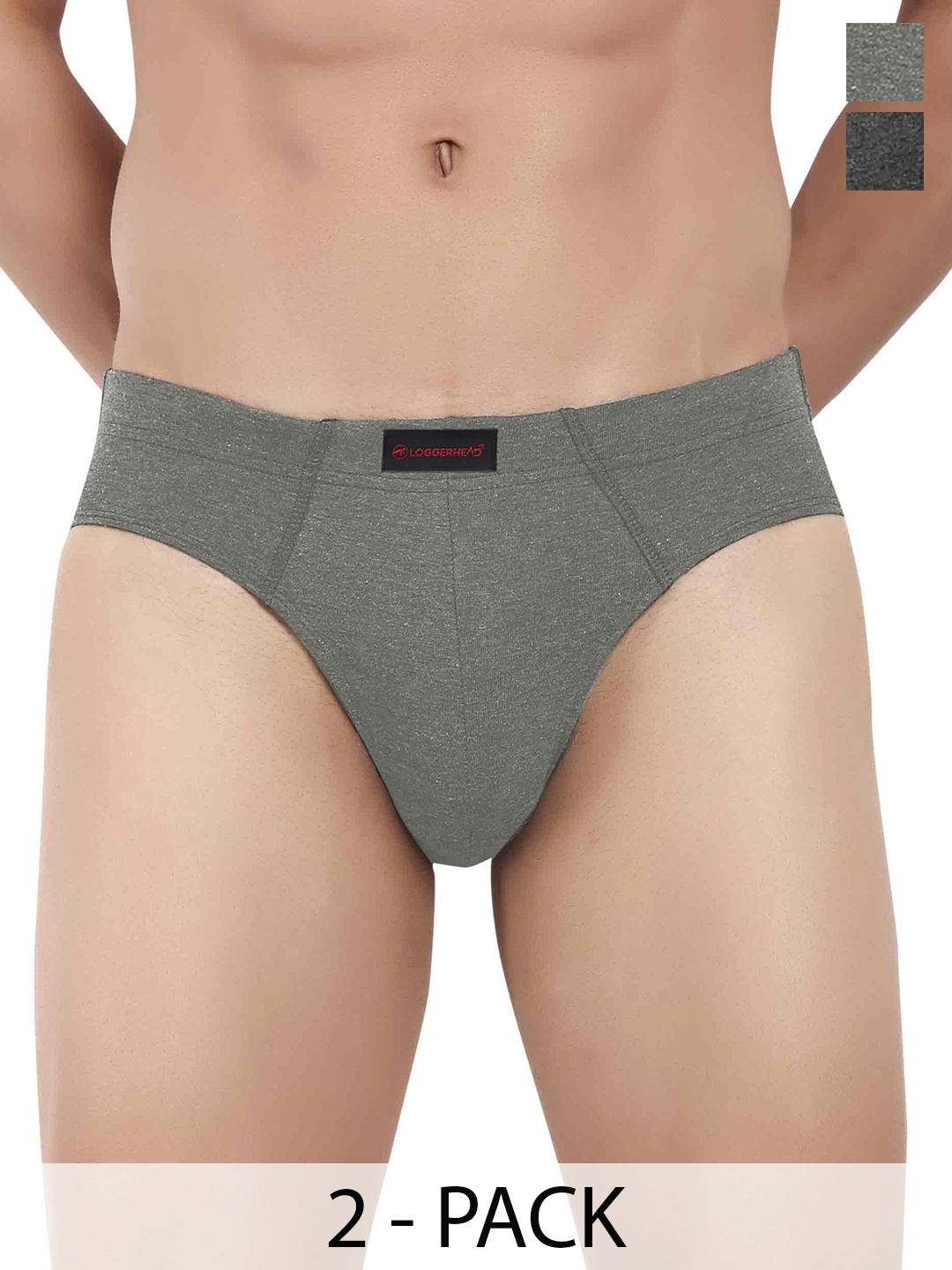 

LOGGERHEAD Pack Of 2 Mid-Rise Basic Briefs LHCB001-ANTHRA-GREY