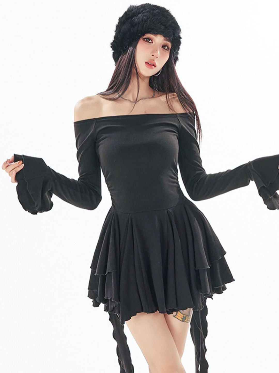 

StyleCast Off-Shoulder Fit & Flare Mini Dress, Black