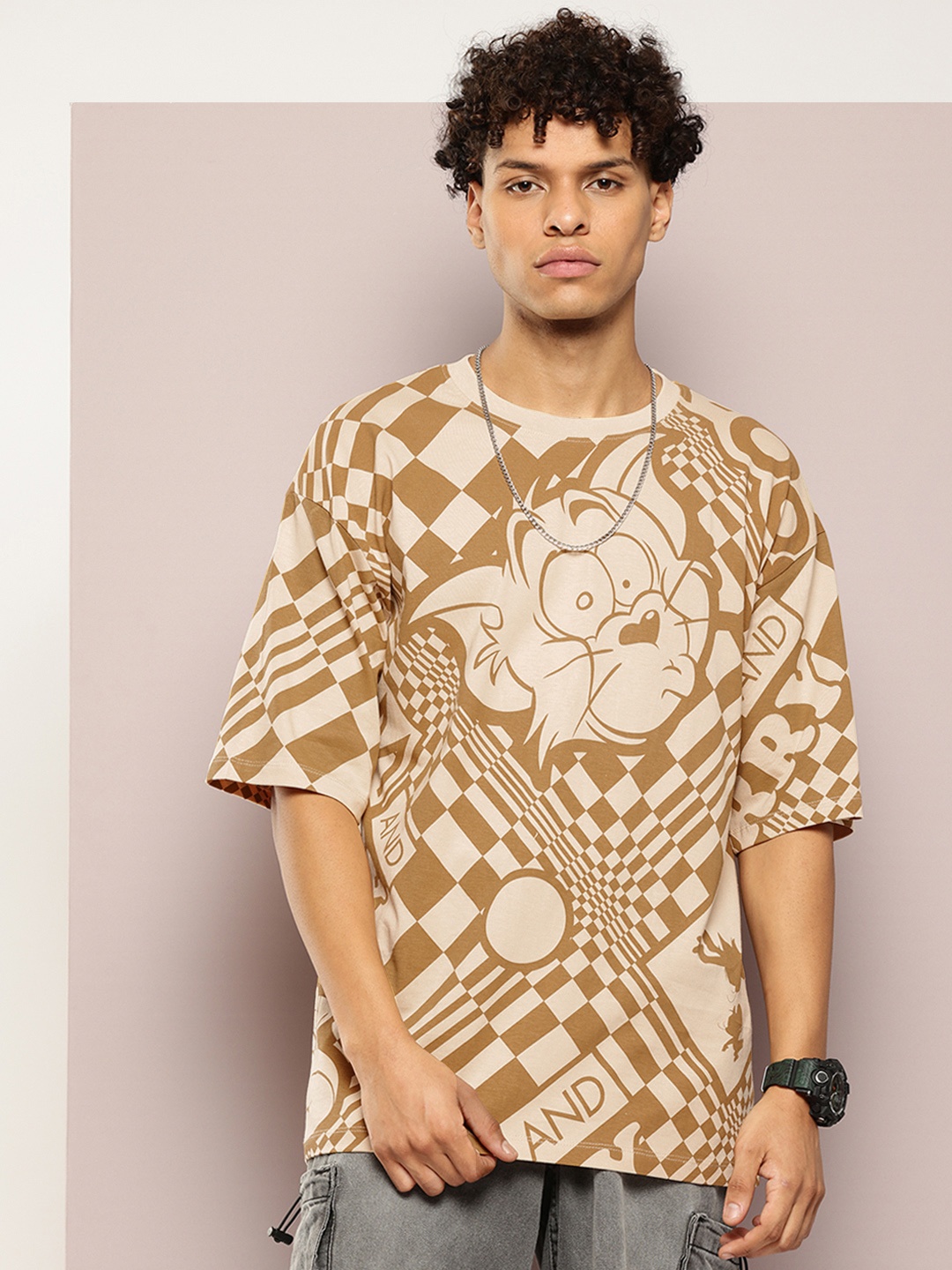 

Kook N Keech Toons Printed Pure Cotton Oversized T-shirt, Beige