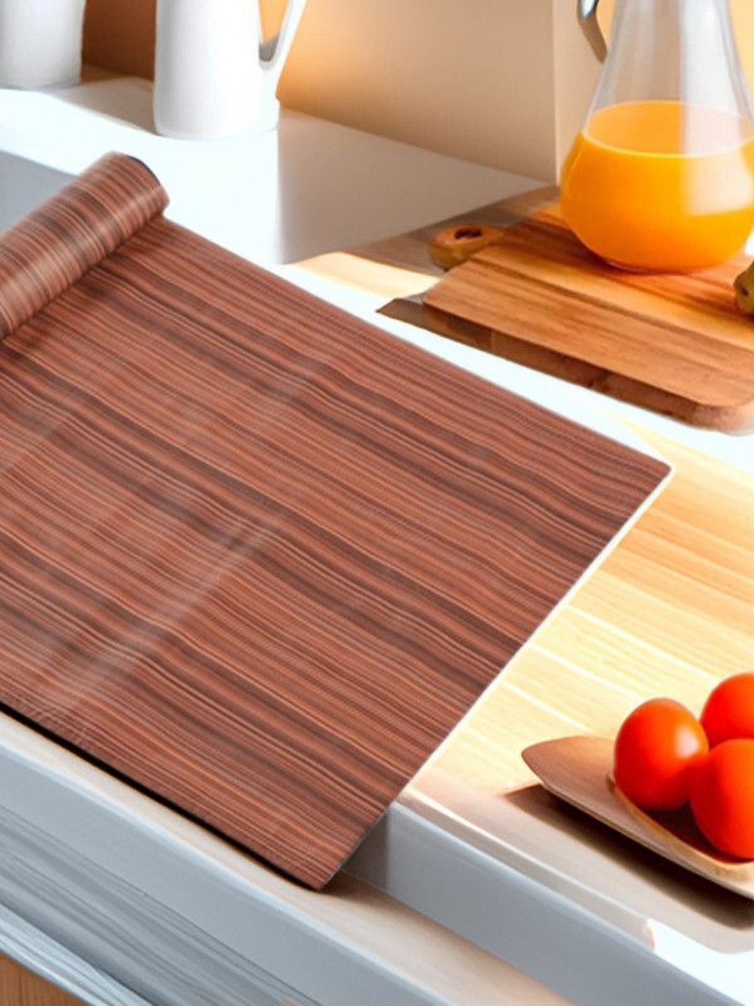 

REVEXO Brown Printed Water-Resistant Shelf Liner