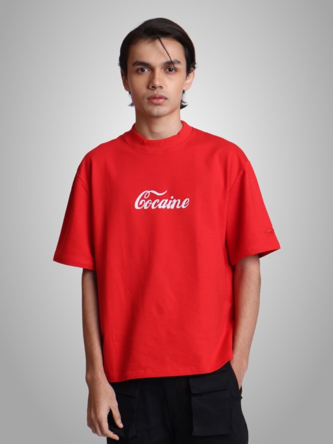 

sorta.Unisex Korean Oversized Handcrafted T-shirt, Red