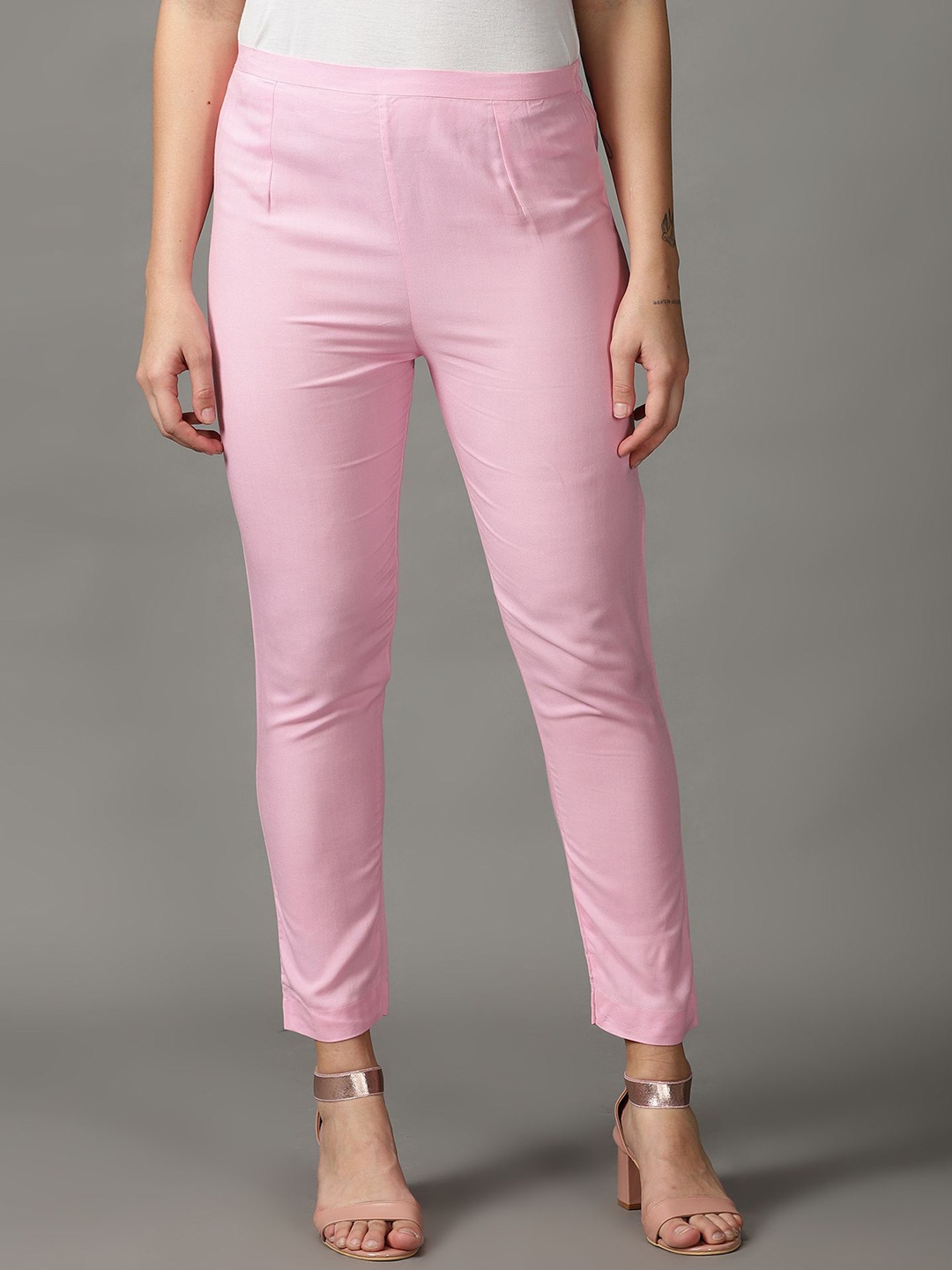 

DIVINATION Women High-Rise Trousers, Pink