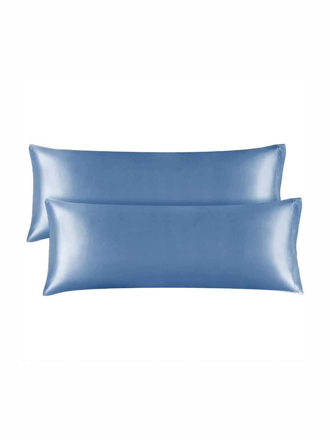 

DEHMAN Blue 2 Pieces Solid Pure Silk Rectangle Shape Pillow Covers