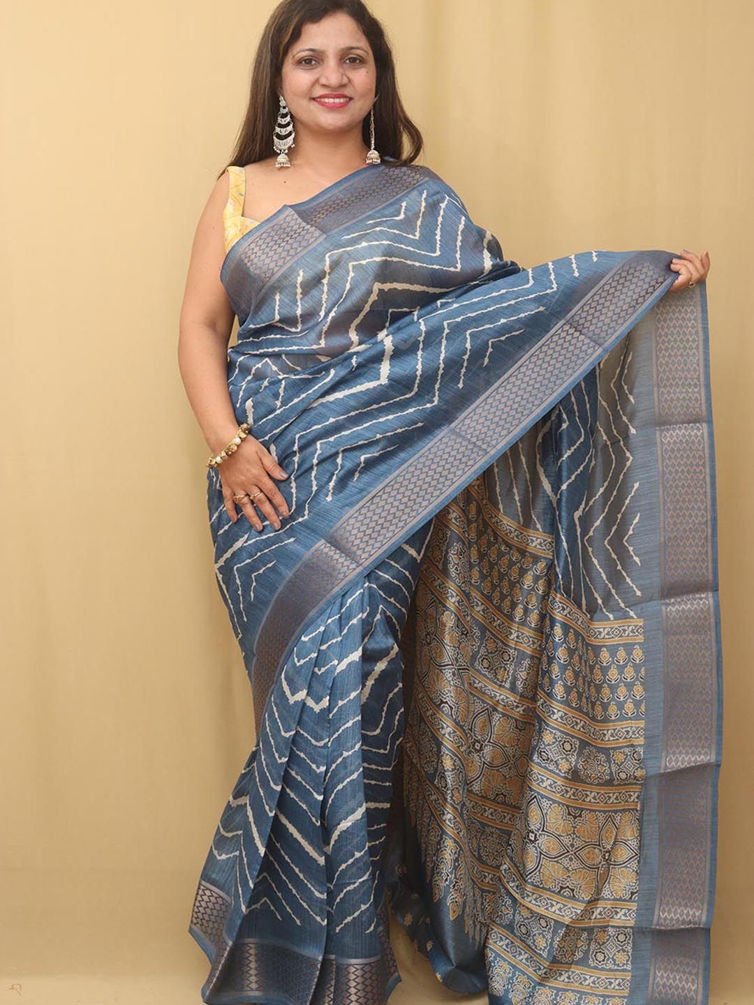 

Luxurionworld Leheriya Silk Cotton Leheriya Saree, Blue