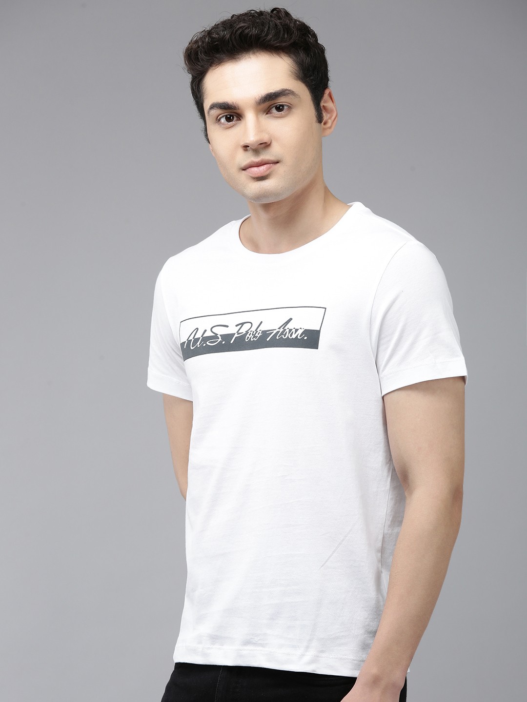 

U.S. Polo Assn. Brand Logo Printed Pure Cotton Slim Fit T-shirt, White