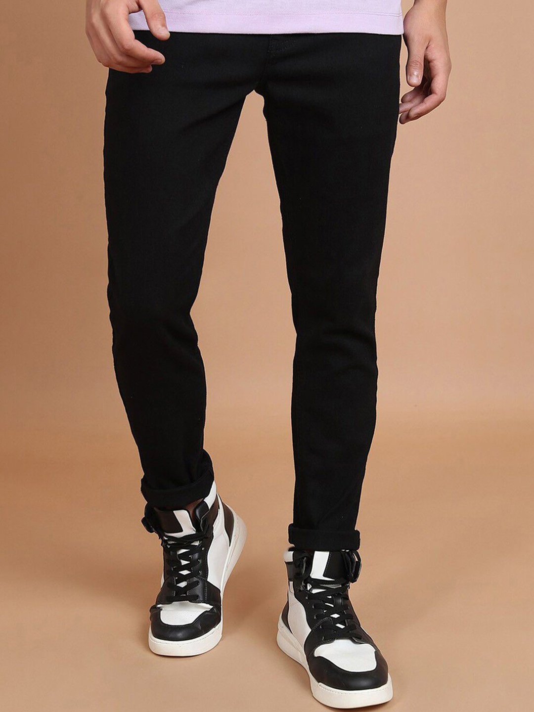 

ComfyStyle Men Solid Cotton Jean Stretchable Jeans, Black