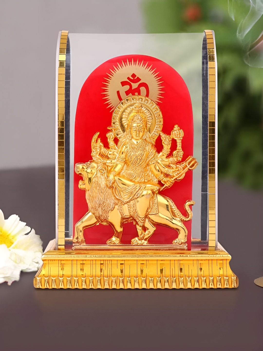 

INTERNATIONAL GIFT Gold-Toned Goddess Durga Maa Religious Idol Showpiece