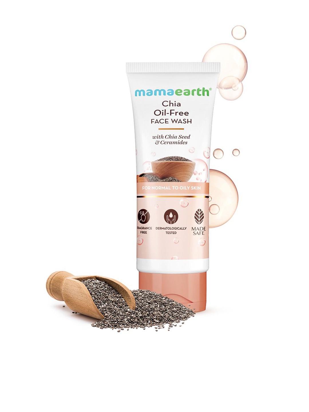 

Mamaearth Chia Oil Free Face Wash With Chia Seed & Ceramides - 100 ml, White