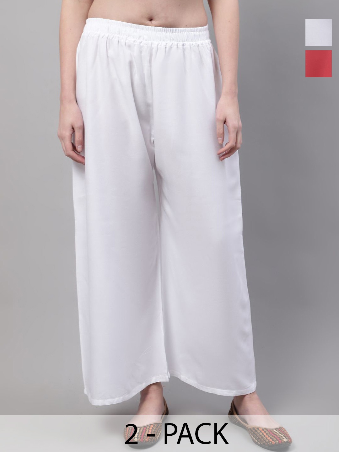 

Valles365 by S.C. Women Pack Of 2 Flared Ethnic Palazzos, White