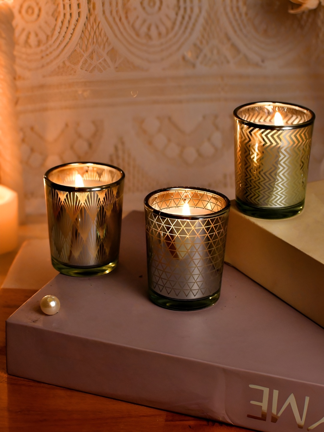 

Myntra Elegant Homes Grey & White 3 pieces Jar Candle