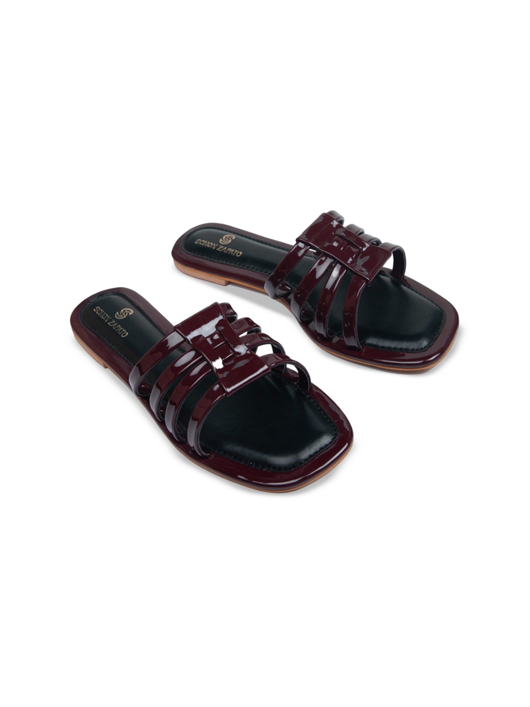 

Schon Zapato Women Open Toe Flats, Maroon
