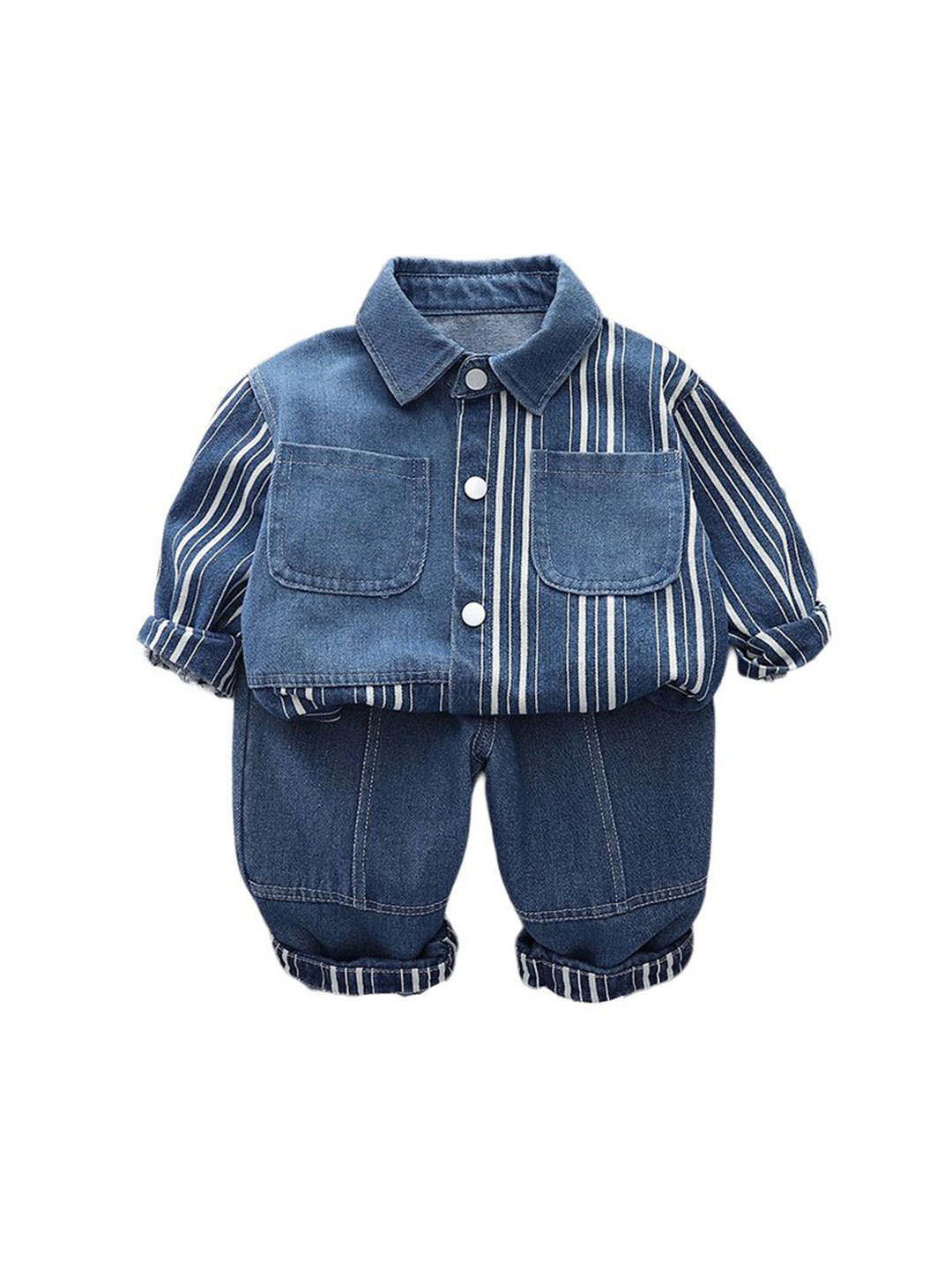 

StyleCast x Revolte Boys Printed Pure Cotton Shirt With Trousers, Blue
