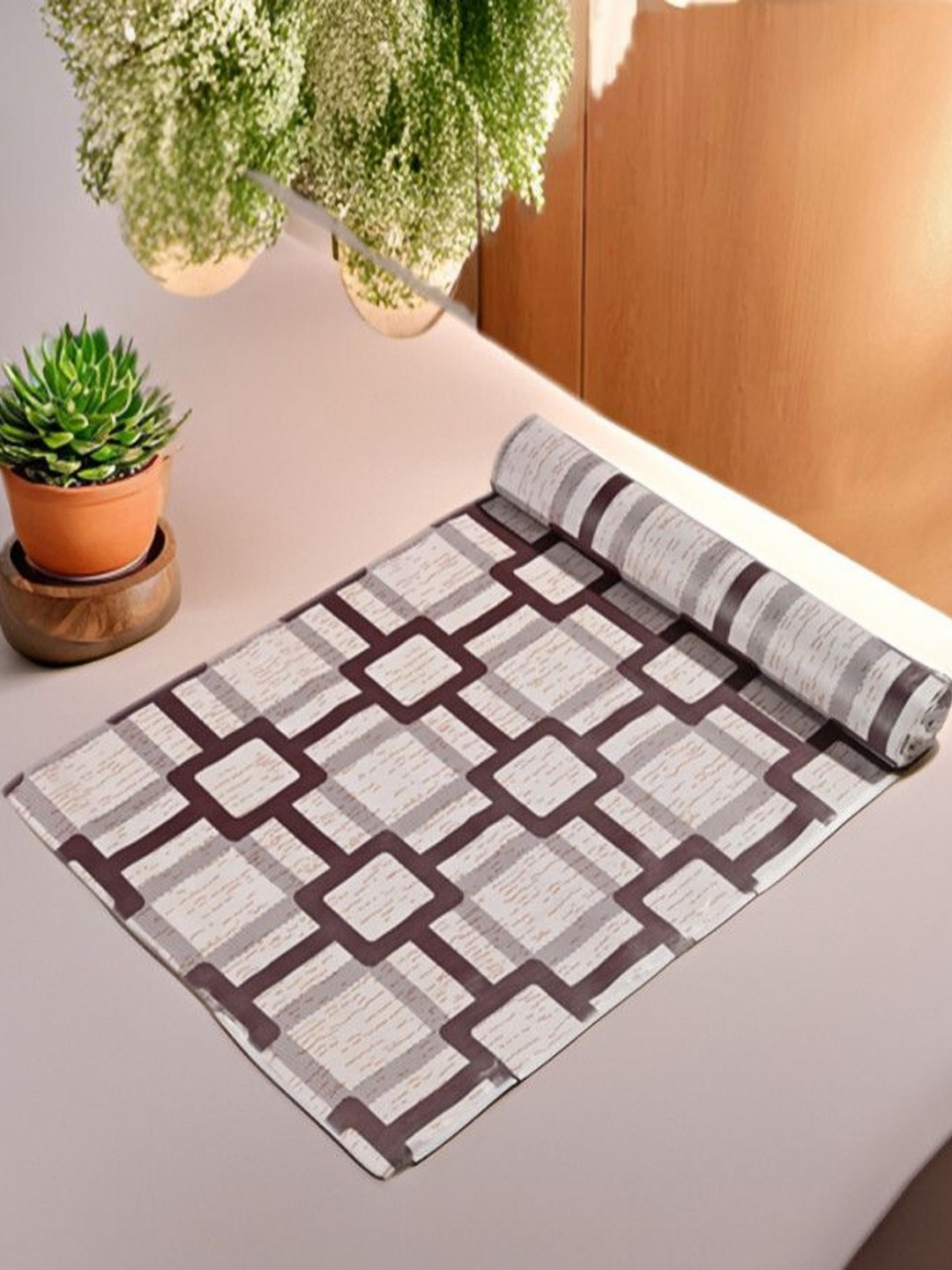 

REVEXO Beige & Brown Printed Water-Resistant Shelf Liner