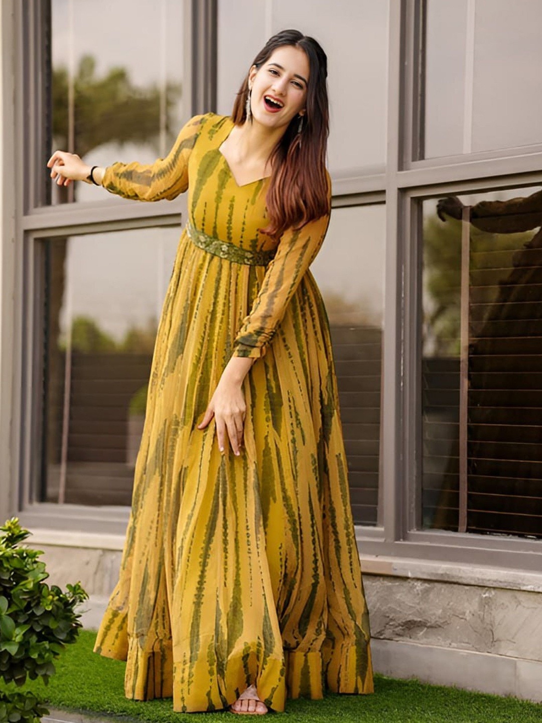 

Krunal Raiyani Tie and Dye Belted Maxi Dress, Yellow