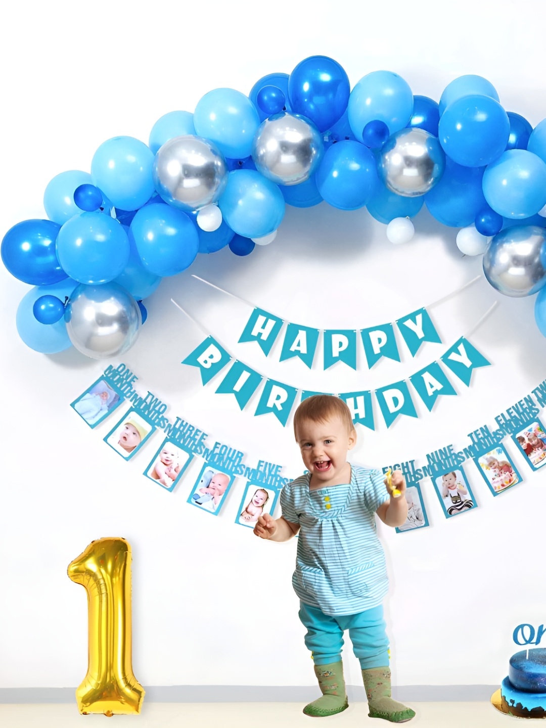 

Special You 60 Pcs Blue & White Balloons & Banner Festive Decor