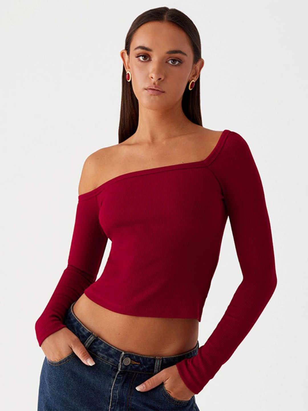 

StyleCast Women Fitted Crop Top, Maroon