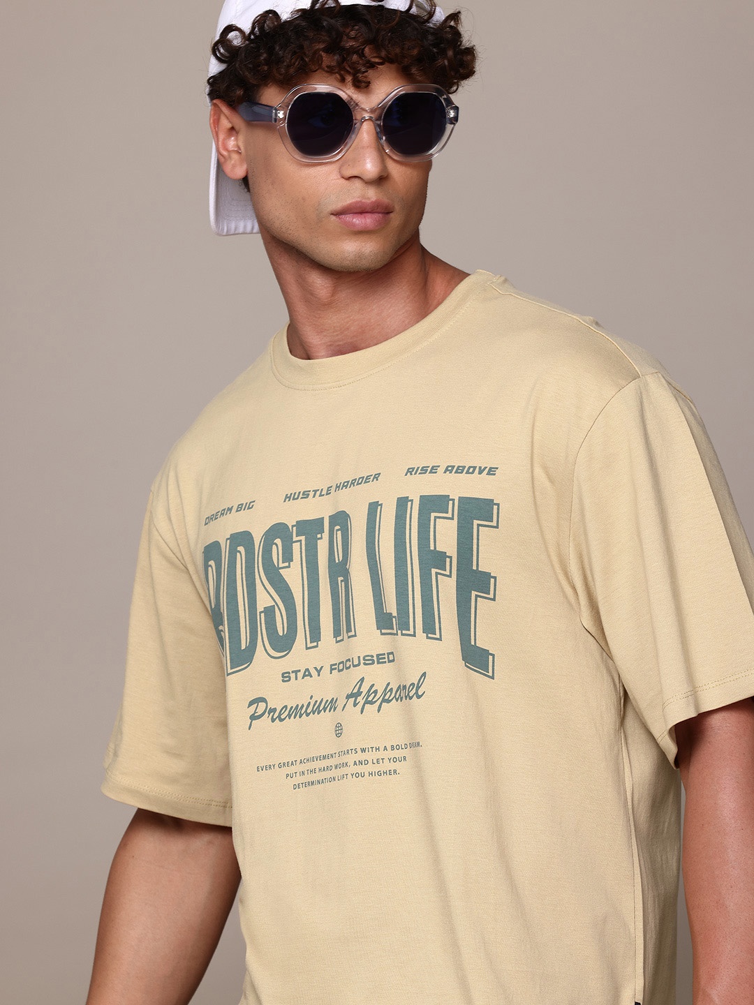 

Roadster The Lifestyle Co. Typography Printed Pure Cotton T-shirt, Beige