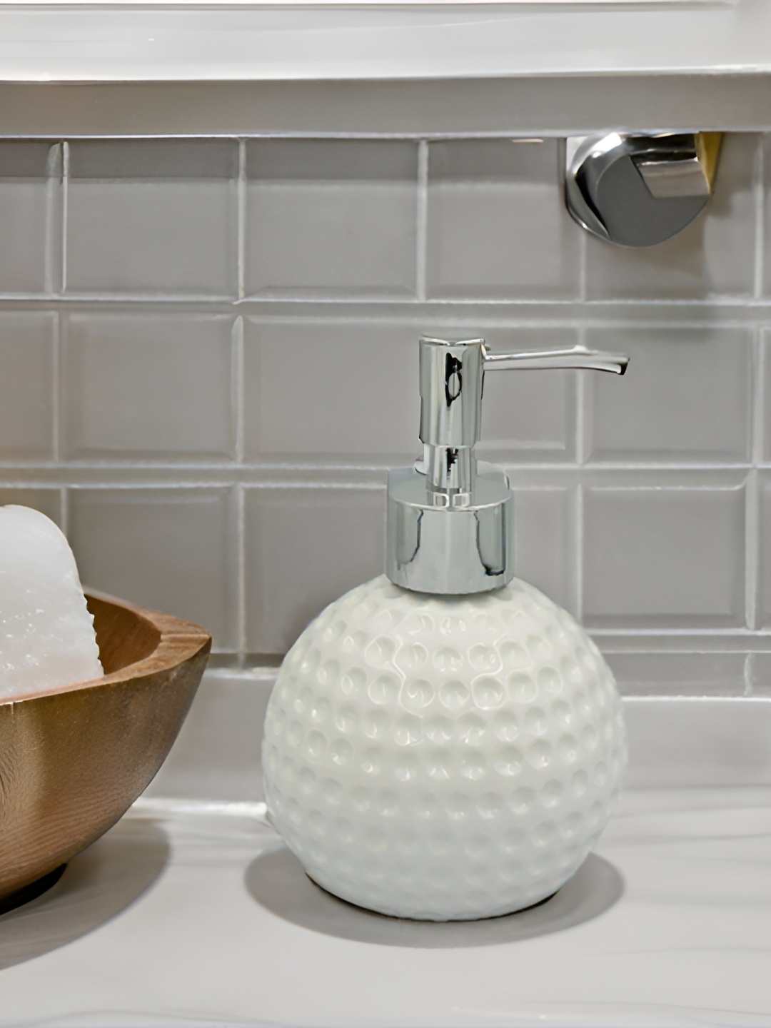 

Shreedah White Solid Ceramic Soap Dispenser