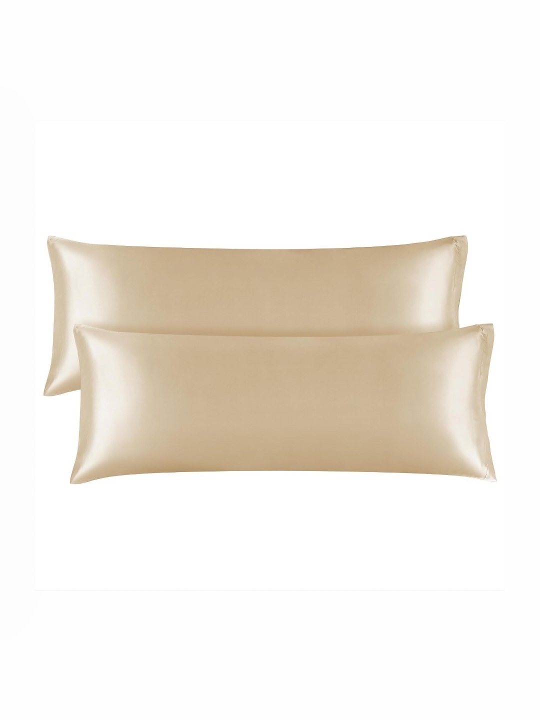 

DEHMAN Gold-Toned 2 Pieces Pure Silk Rectangle Shape Pillow Covers