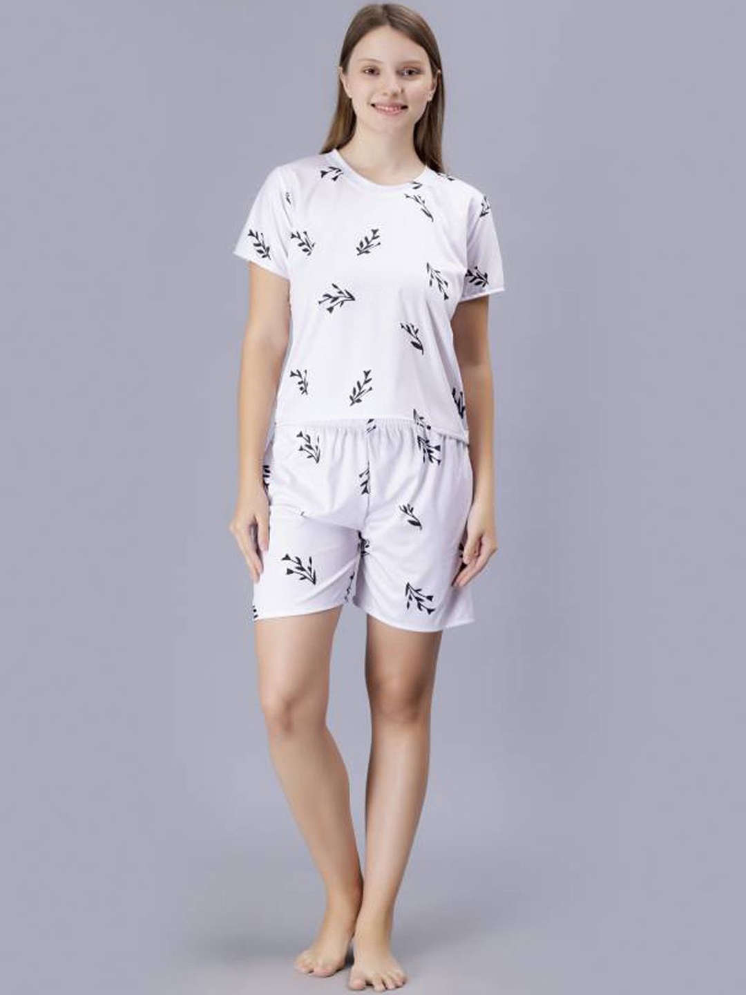 

Xivir Women Printed Night suit, White