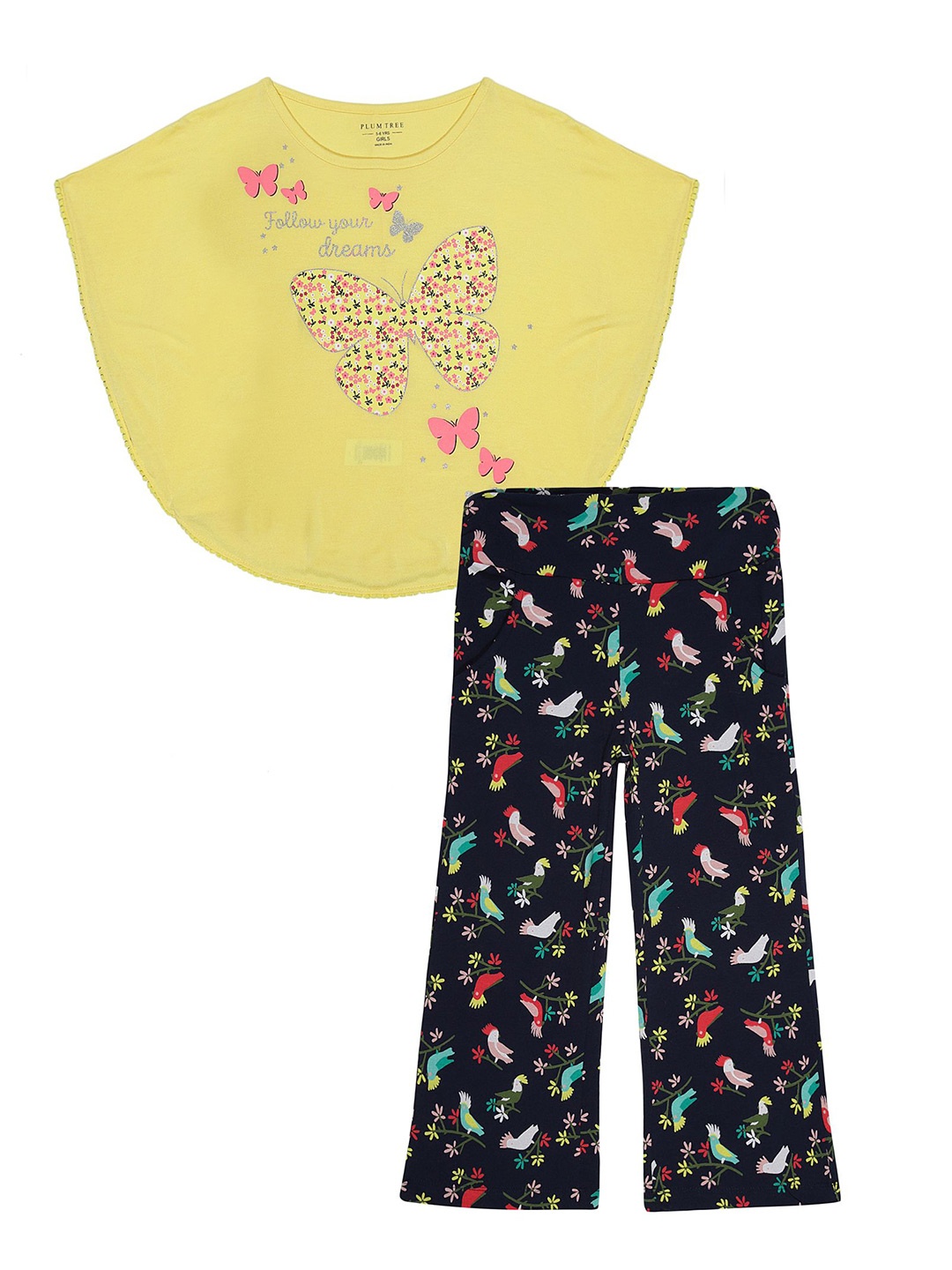 

PLUM TREE Girls Printed T-shirt with Trousers, Yellow