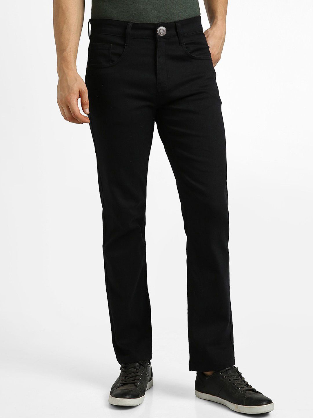 

INDIROCKS Men Jean Regular Fit Mid-Rise Stretchable Jeans, Black